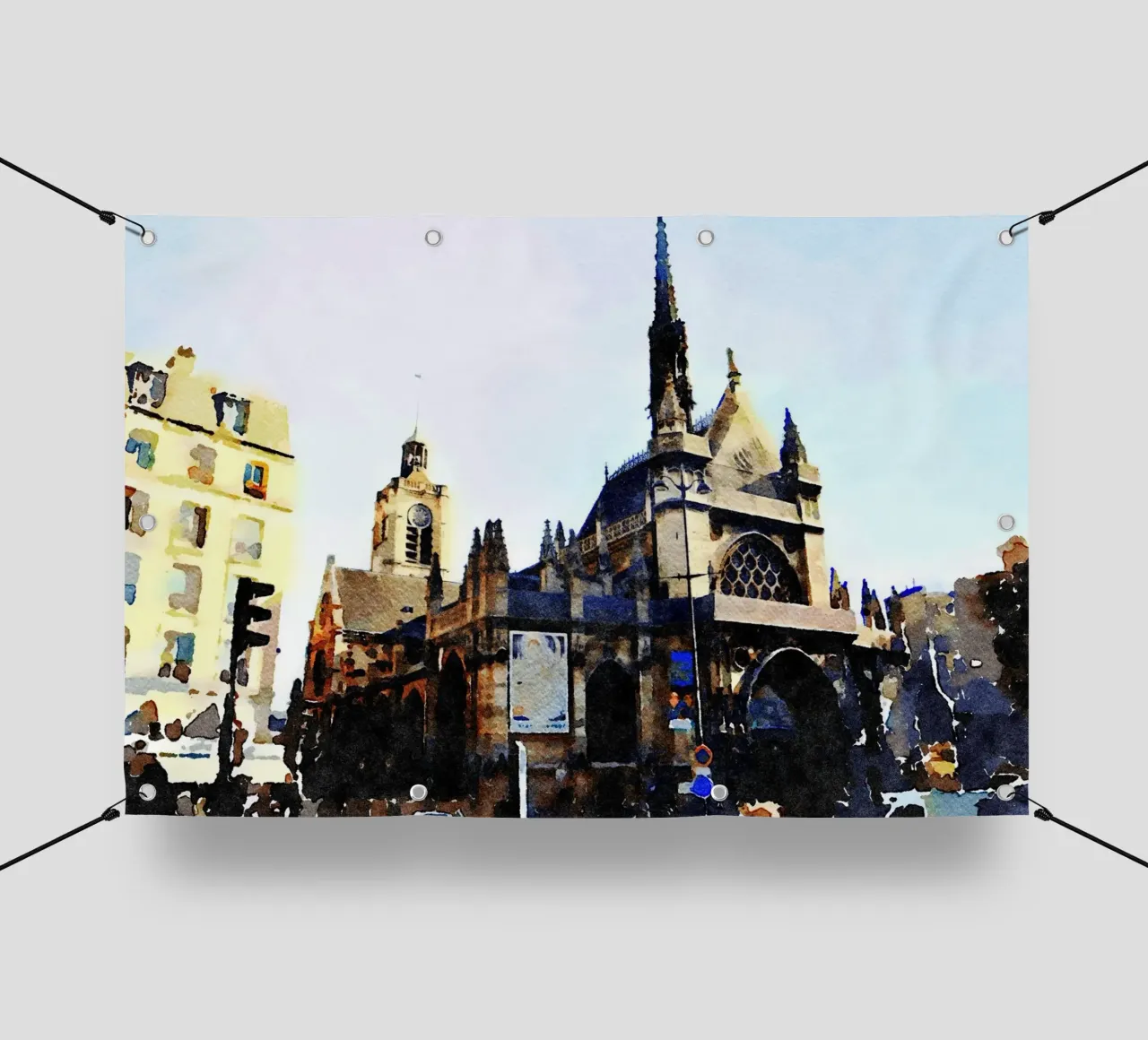 Una chiesa a Parigi telo in pvc da Massimo Frascogna
