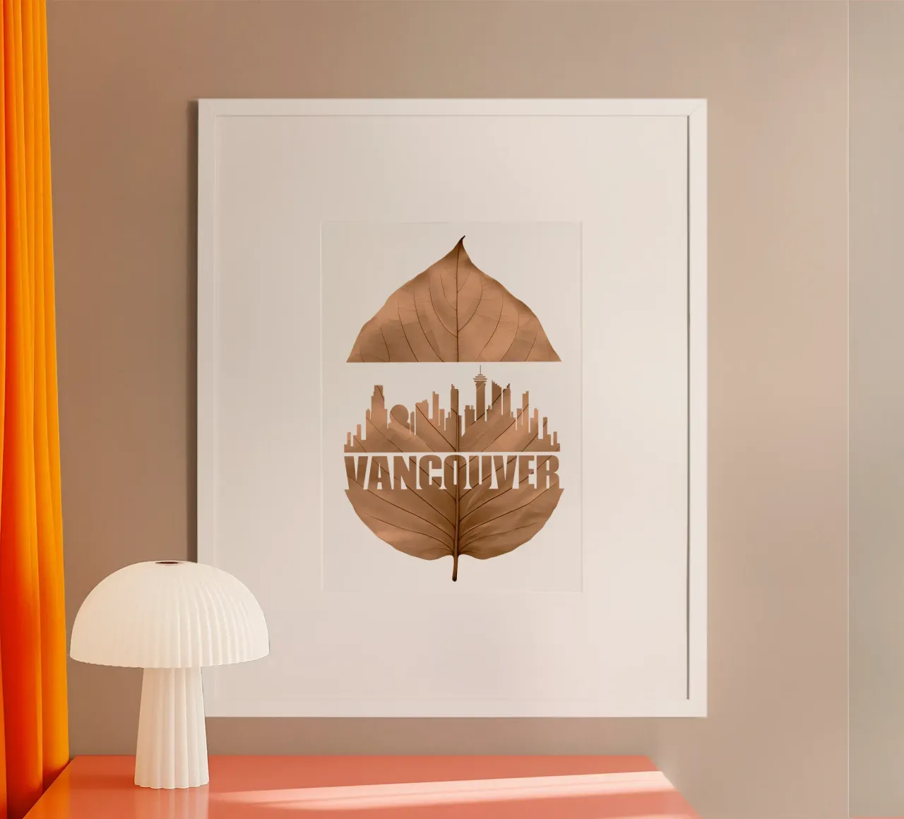 ilustrazione di taglio delle foglie dello skyline della città di vancouver carta hahnemühle da kahfiza