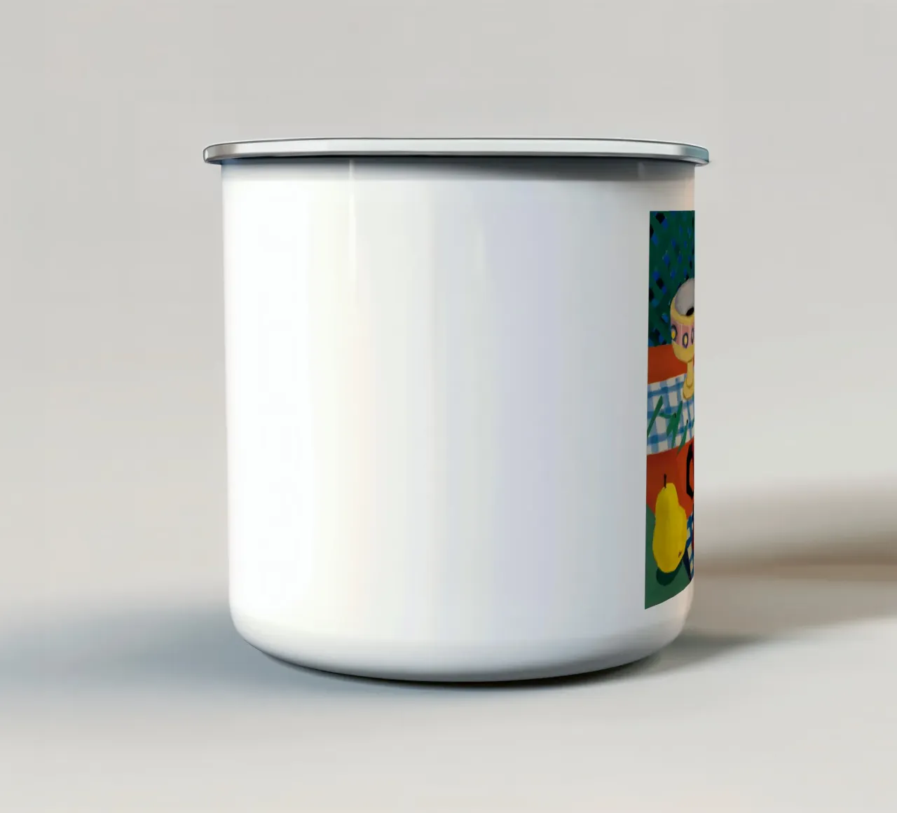 Pausa caffè a scacchi tazza in smalto da Fable Tempa