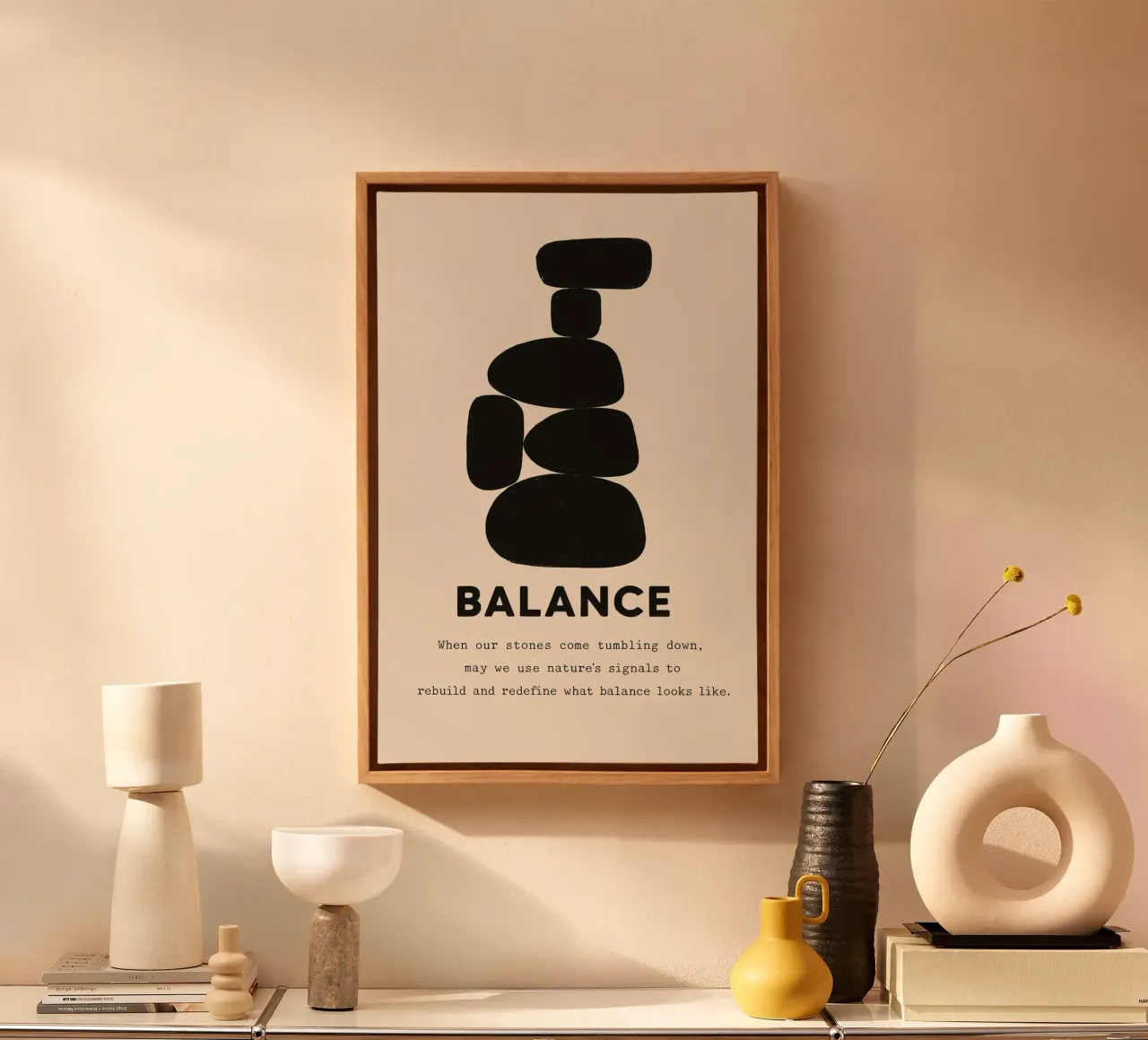Stone Balance Quotes No 01 tela con Cornice a cassetta da treechild