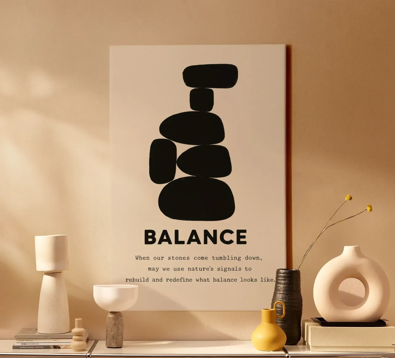 Stone Balance Quotes No 01 tela con Cornice a cassetta da treechild