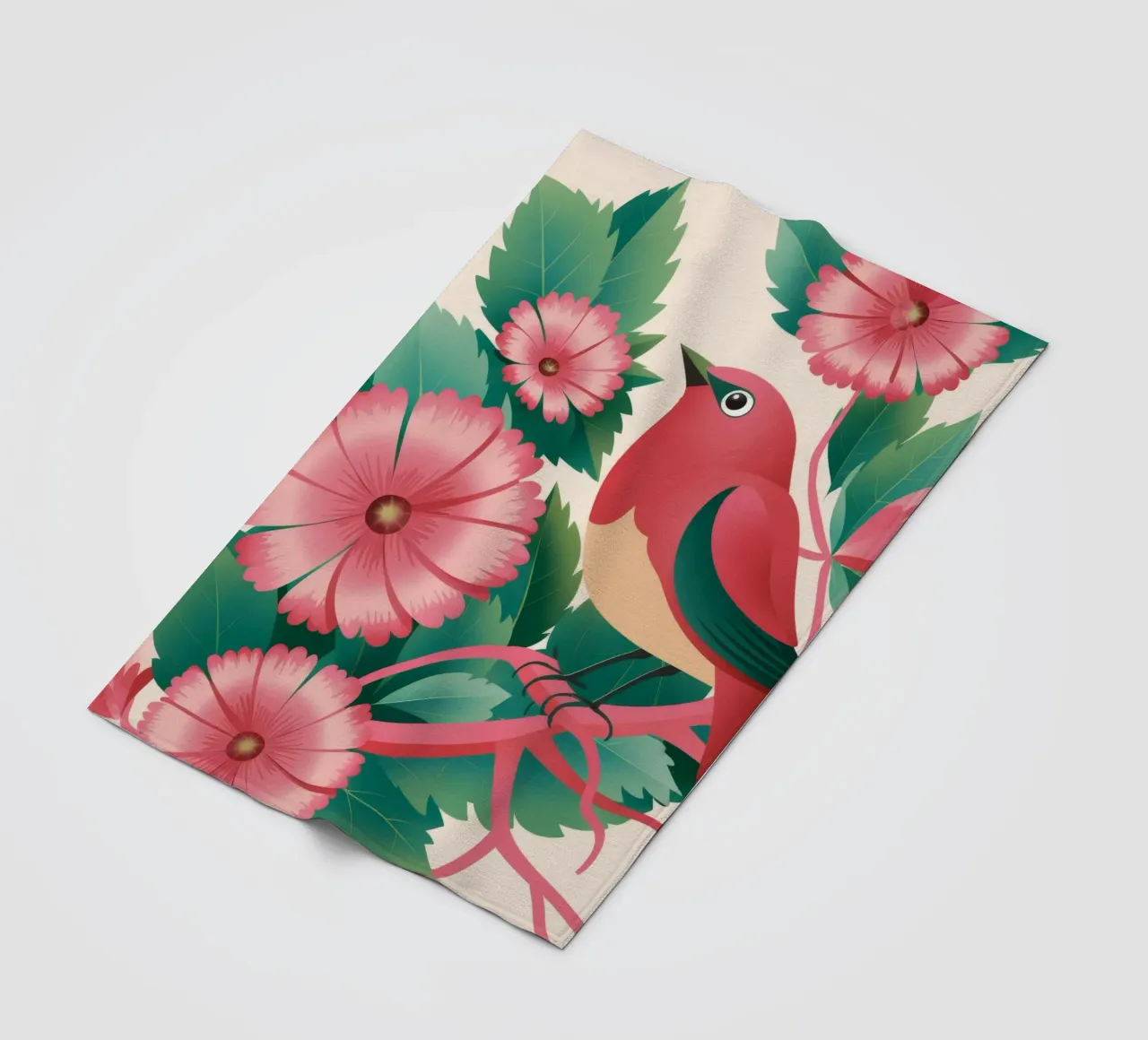 Fiori d'uccello rosa coperta in pile da Pan Denim