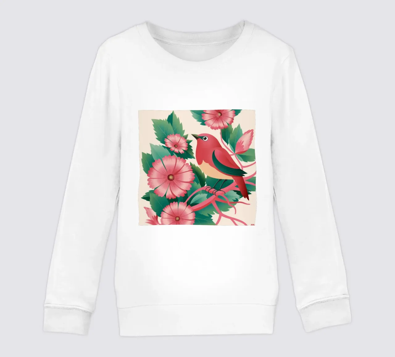 Fiori d'uccello rosa felpa bambino da Pan Denim