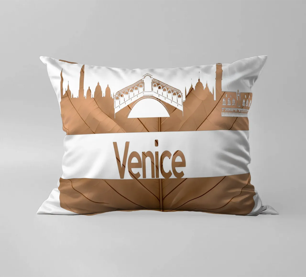skyline della città di venezia taglio di foglie ilustrazione cuscino da kahfiza