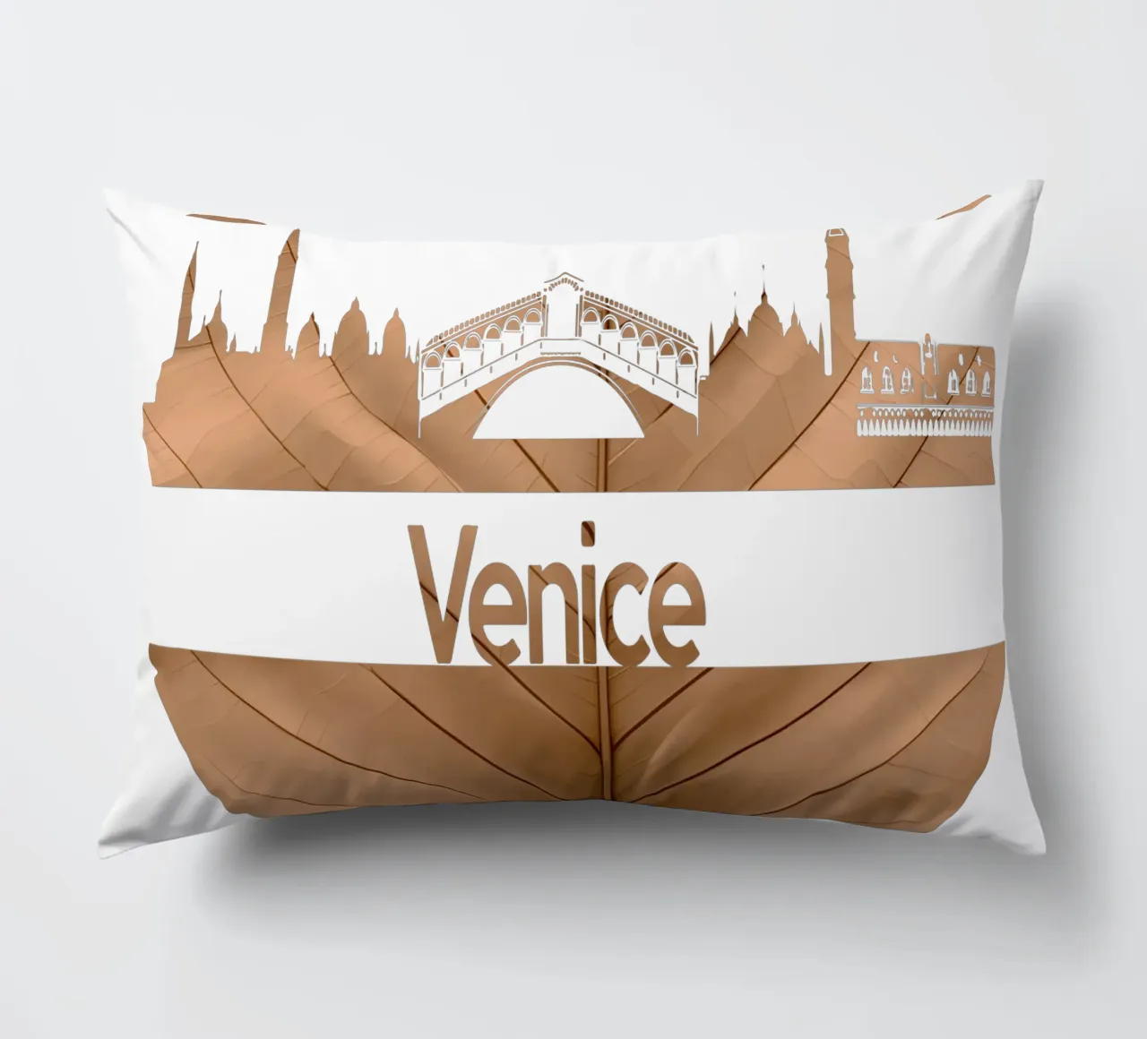 skyline della città di venezia taglio di foglie ilustrazione cuscino da kahfiza