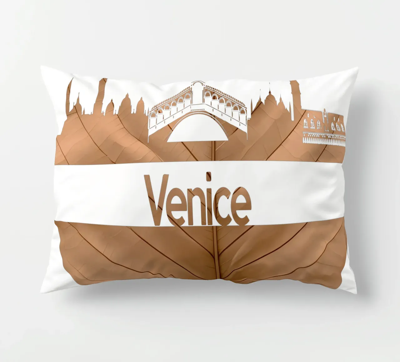 skyline della città di venezia taglio di foglie ilustrazione cuscino da kahfiza