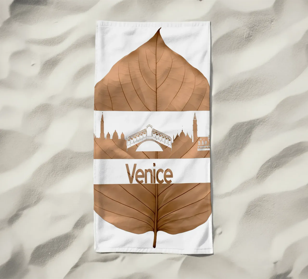 skyline della città di venezia taglio di foglie ilustrazione telo mare da kahfiza