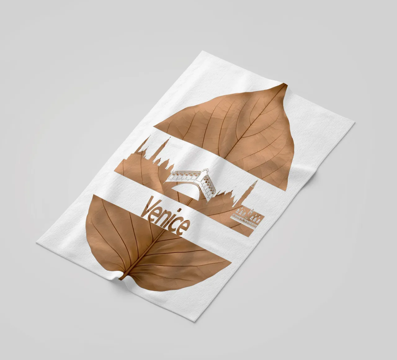 skyline della città di venezia taglio di foglie ilustrazione telo mare da kahfiza