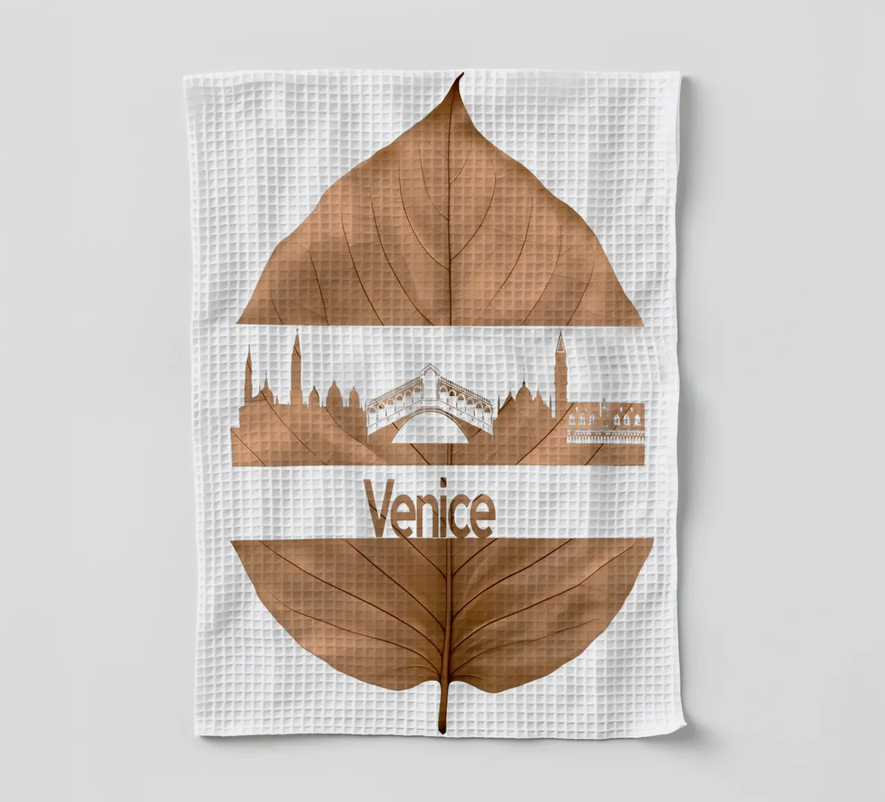 skyline della città di venezia taglio di foglie ilustrazione canovaccio da cucina da kahfiza