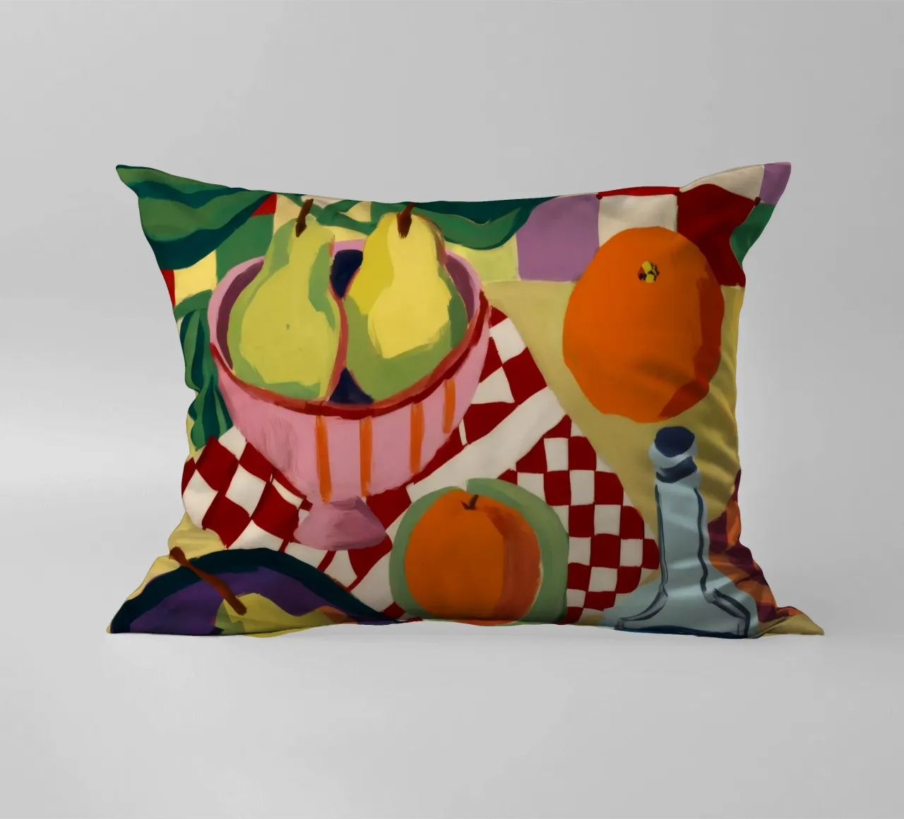 Gingham Bottle Serenity decorative cushion by Fable Tempa