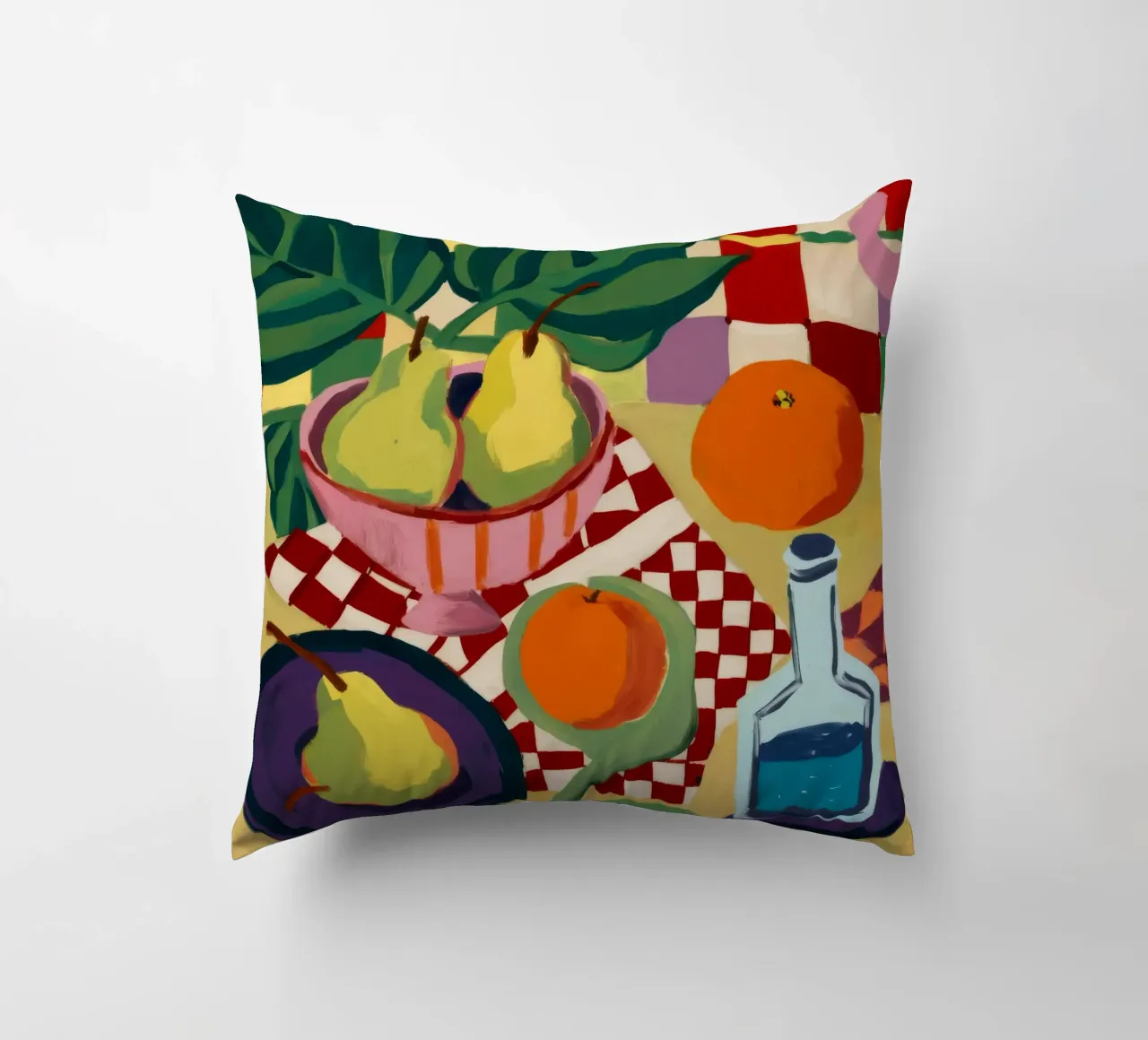 Gingham Bottle Serenity decorative cushion by Fable Tempa
