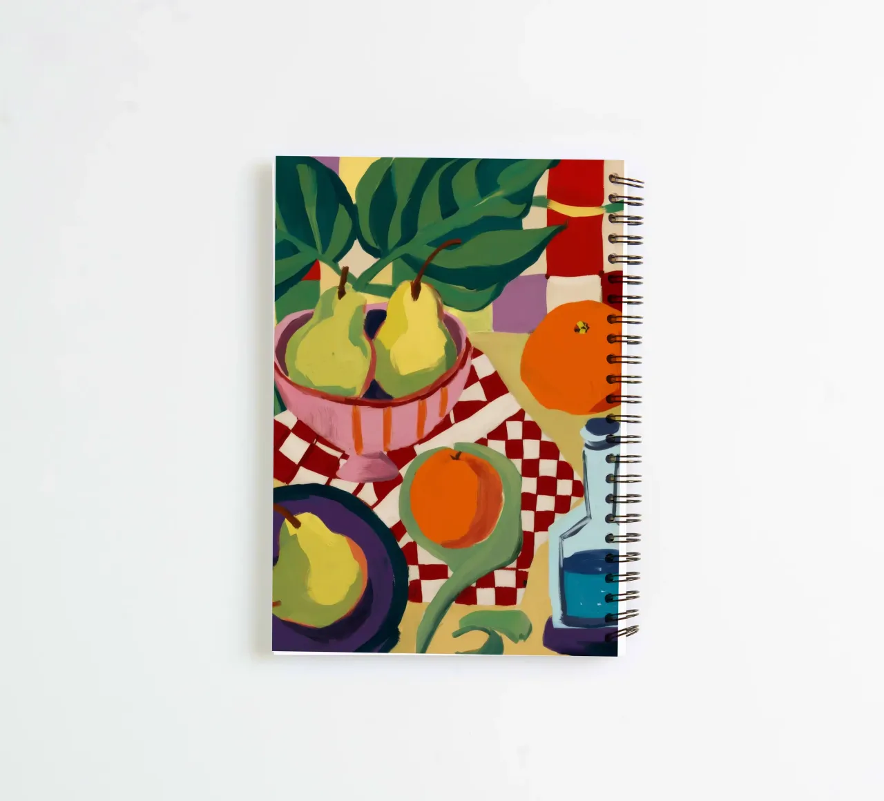 Gingham Bottle Serenity spiral notebook by Fable Tempa