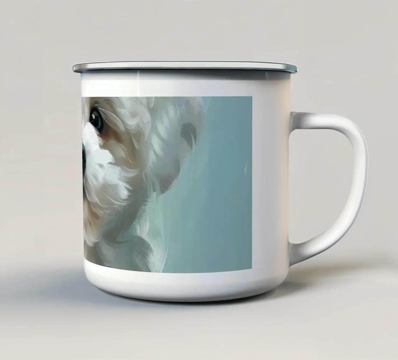 Bichon Frise: Un toccante ritratto di carineria tazza in smalto da DesignDoodle