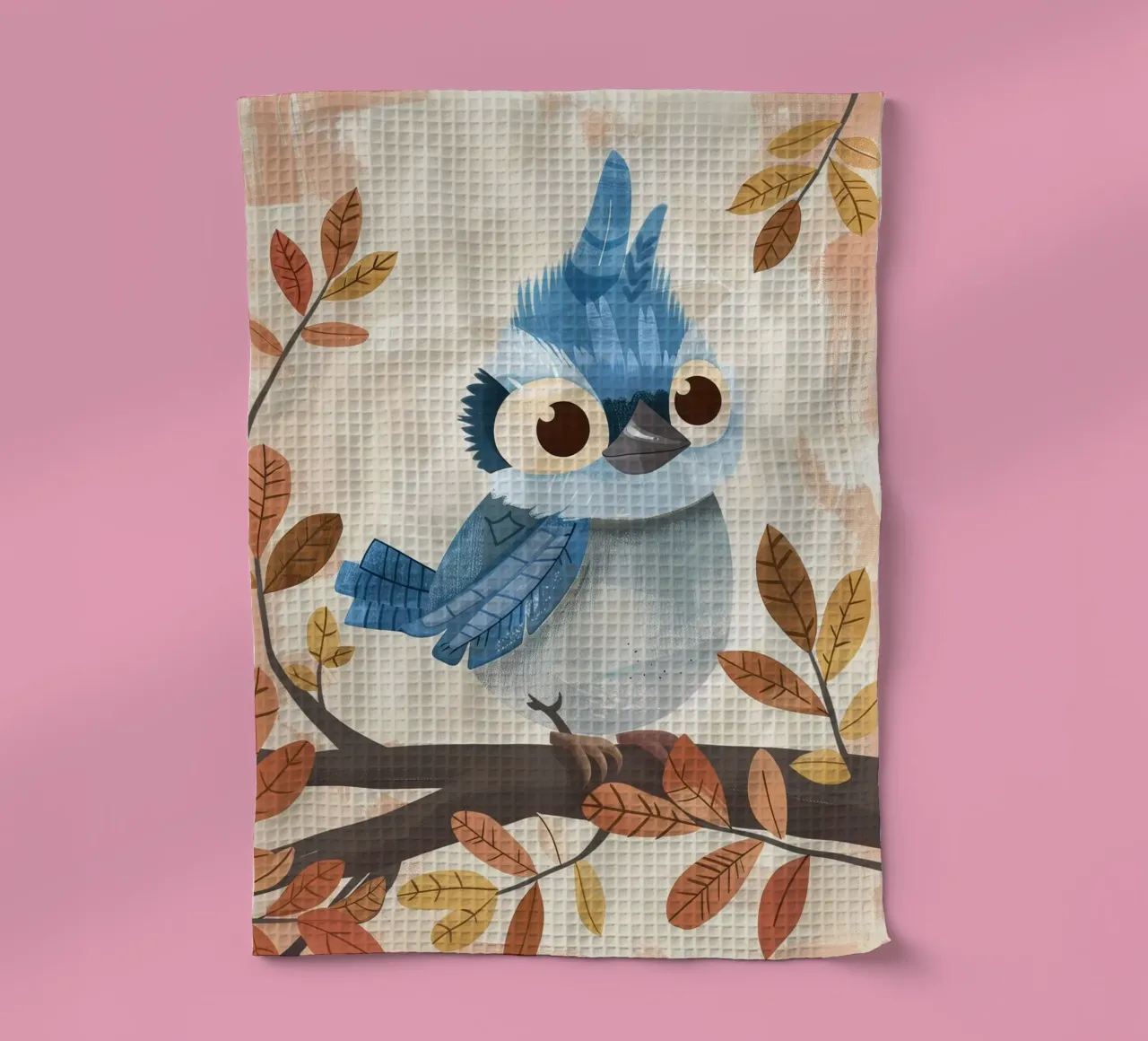 Feathers of Wonder: The Majestic Blue Jay tea towel by DesignDoodle