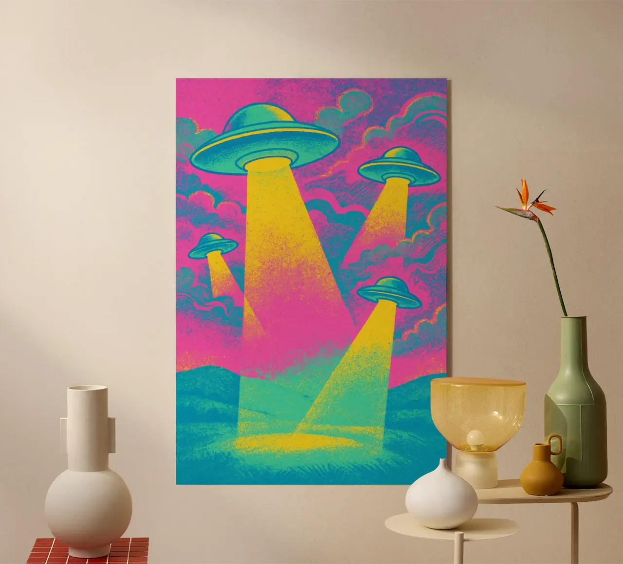 Neon UFO`s acrylic glass by treechild
