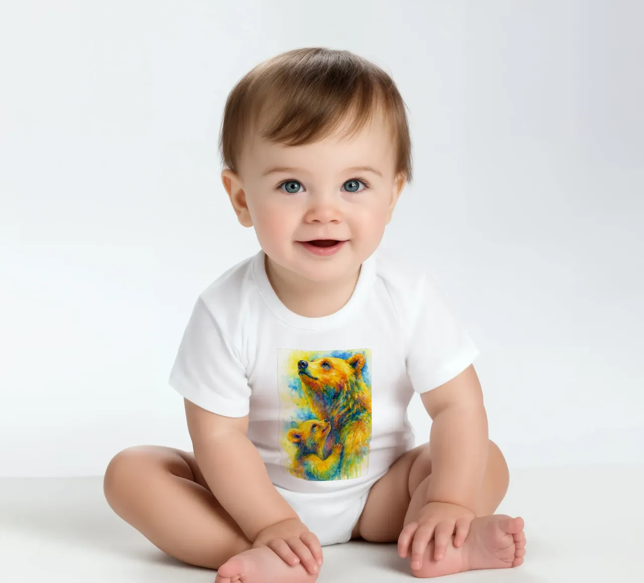 orso e cubo pittura colorata body neonato maniche corte da toegoe