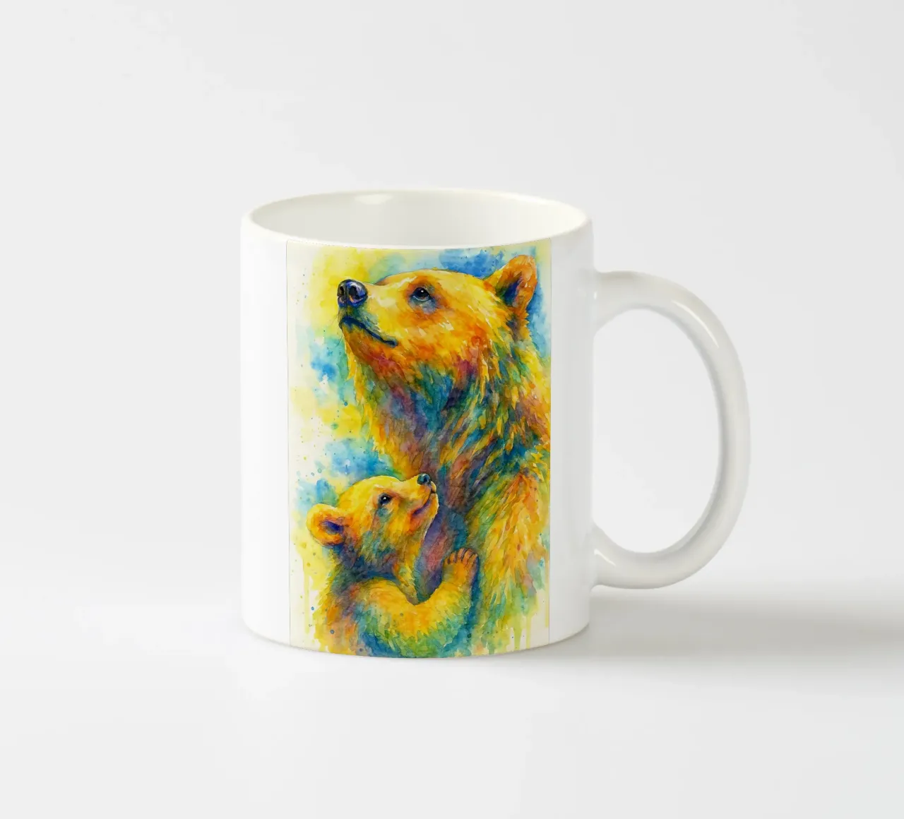 bear and cube colorfull painting ceramic mug by toegoe