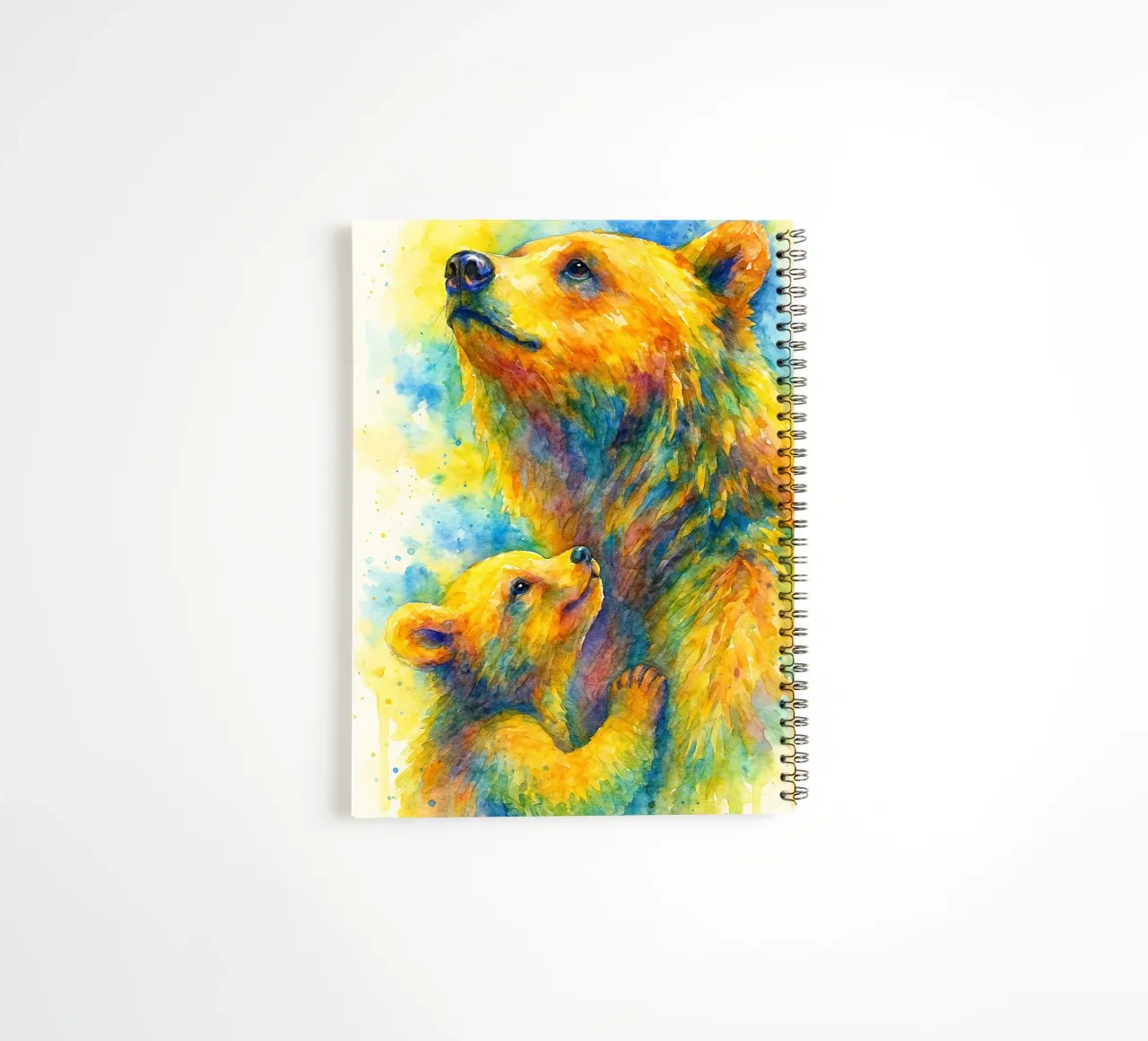 bear and cube colorfull painting spiral notebook by toegoe