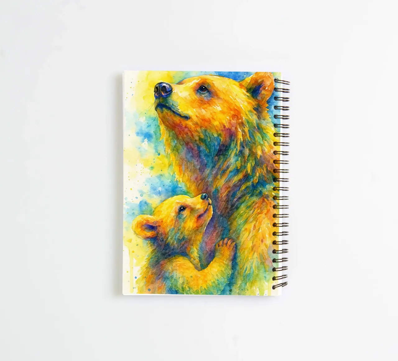 bear and cube colorfull painting spiral notebook by toegoe
