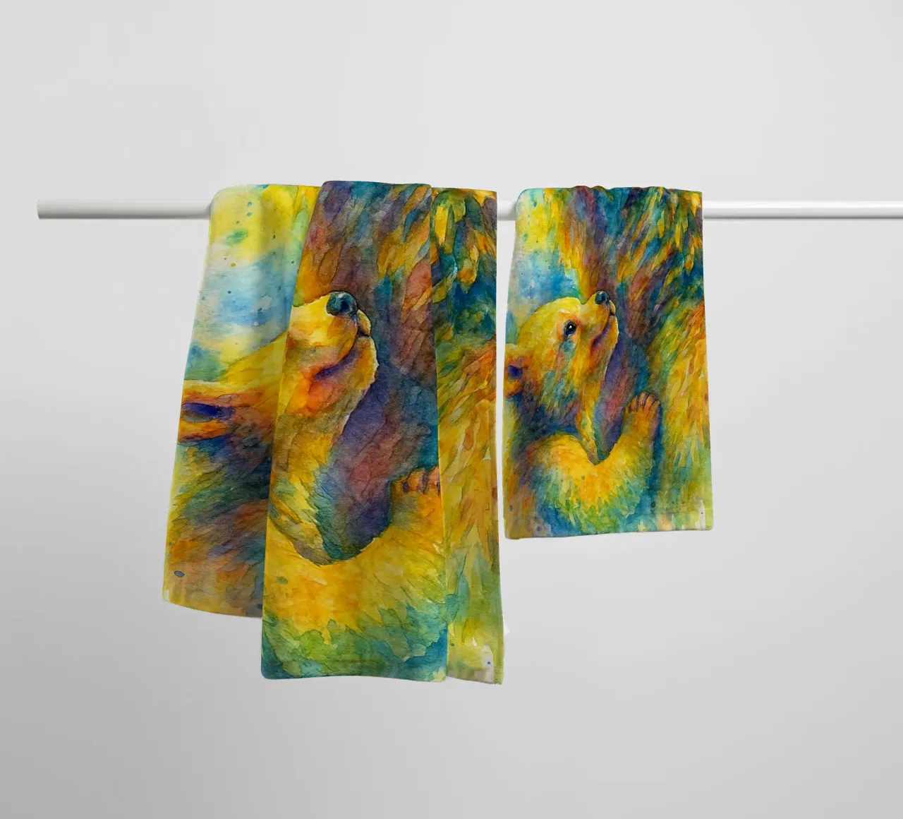 orso e cubo pittura colorata asciugamano da bagno da toegoe