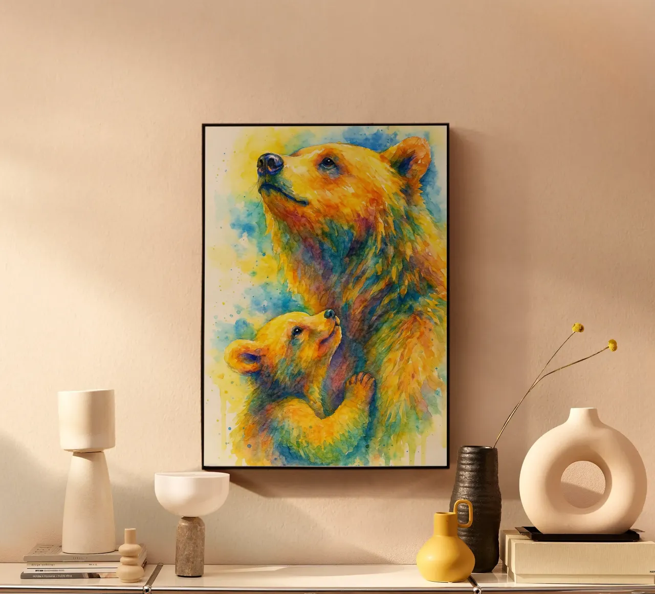 orso e cubo pittura colorata alluminio dibond da toegoe