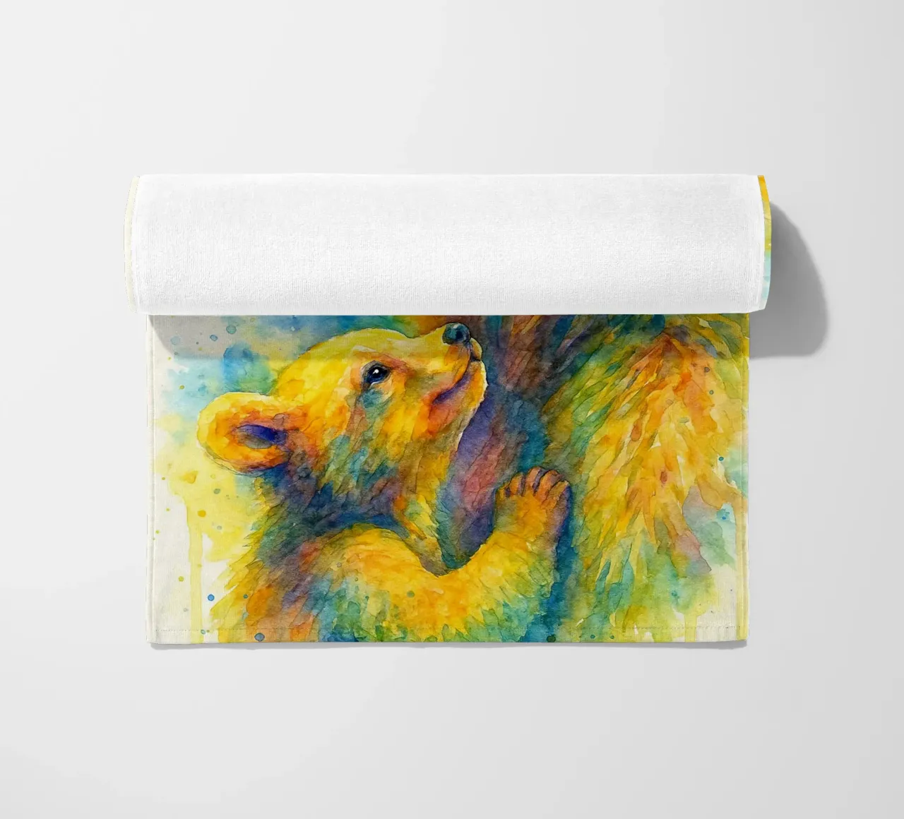 orso e cubo pittura colorata telo mare da toegoe