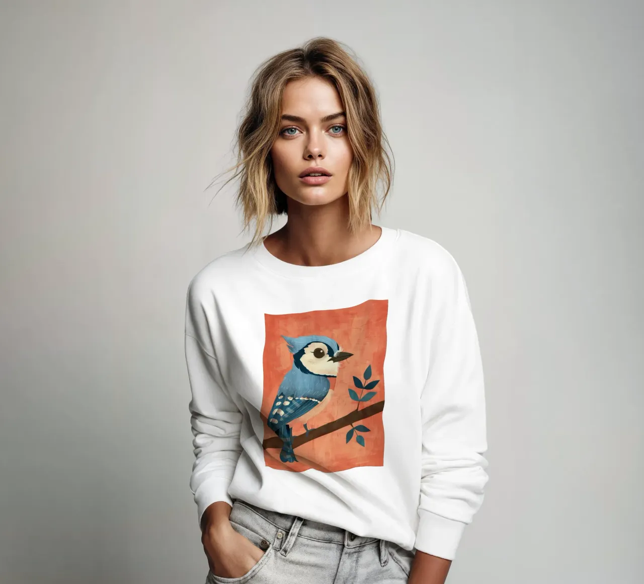 Beauté automnale : Un geai bleu dans le feuillage d'automne sweat de DesignDoodle