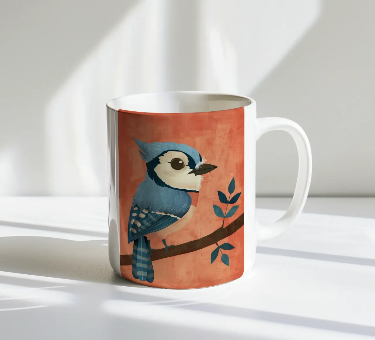 Beauté automnale : Un geai bleu dans le feuillage d'automne mug en céramique de DesignDoodle