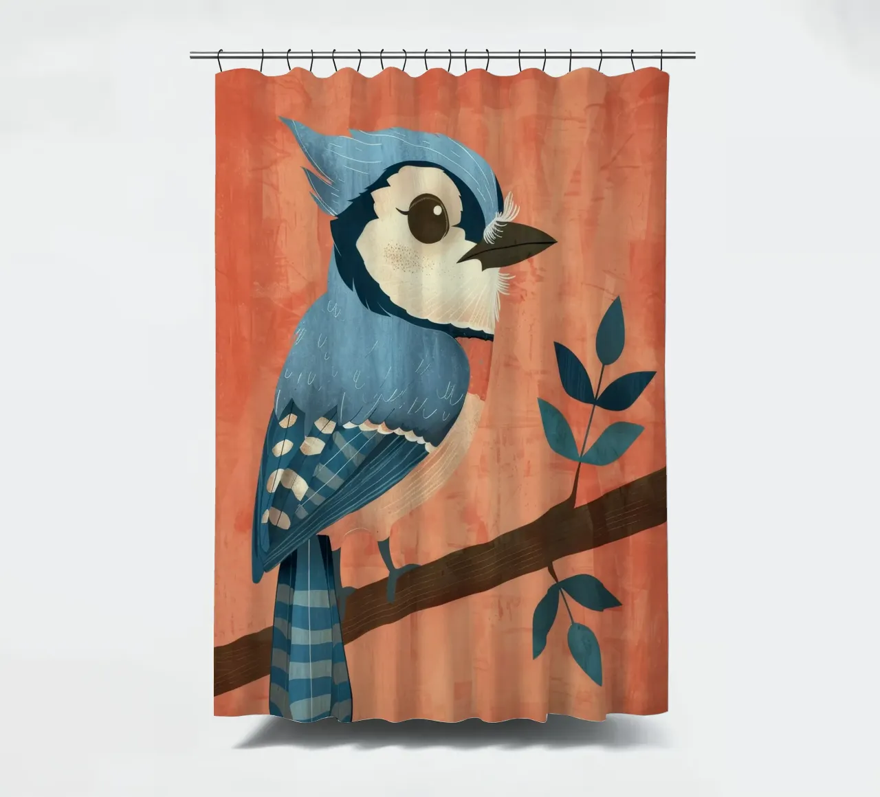 Beauté automnale : Un geai bleu dans le feuillage d'automne rideau de douche de DesignDoodle