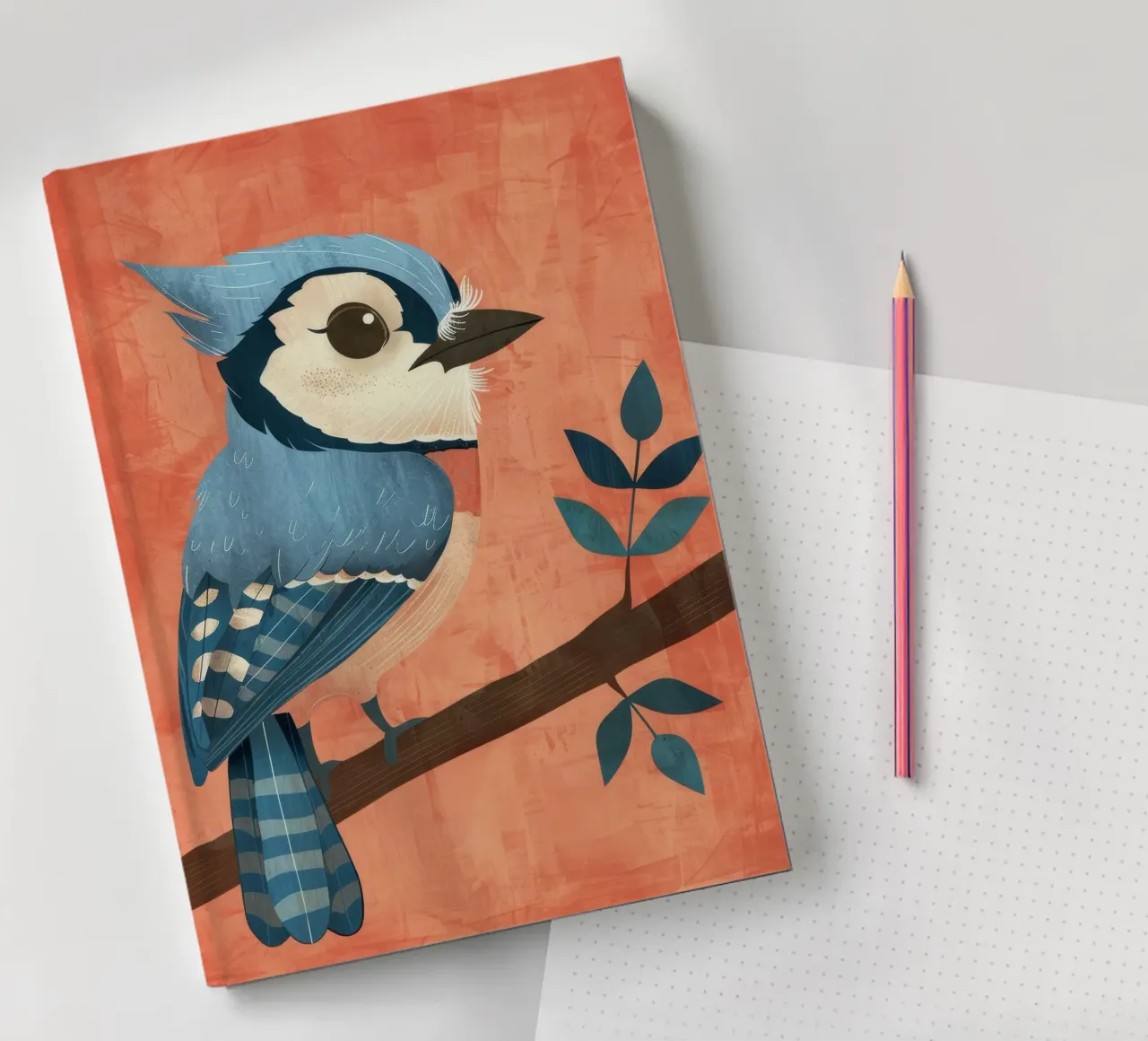 Beauté automnale : Un geai bleu dans le feuillage d'automne carnet de notes de DesignDoodle