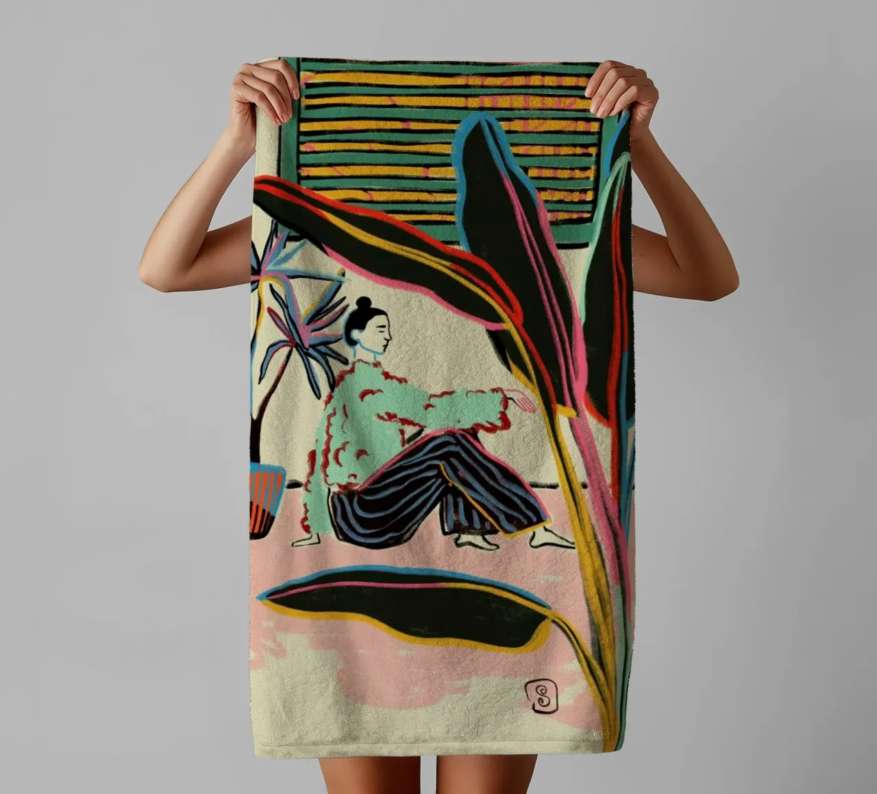 Banana Plant Woman towel by Sandra Poliakov