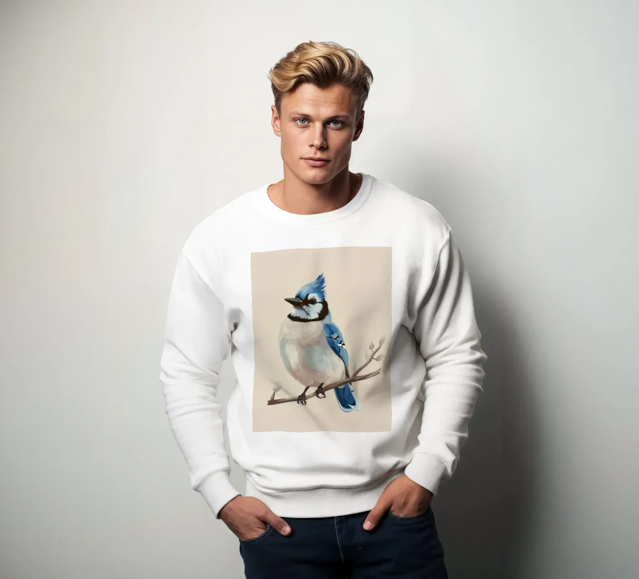 Sérénité en bleu : Un geai bleu élégant dans la nature sweat de DesignDoodle