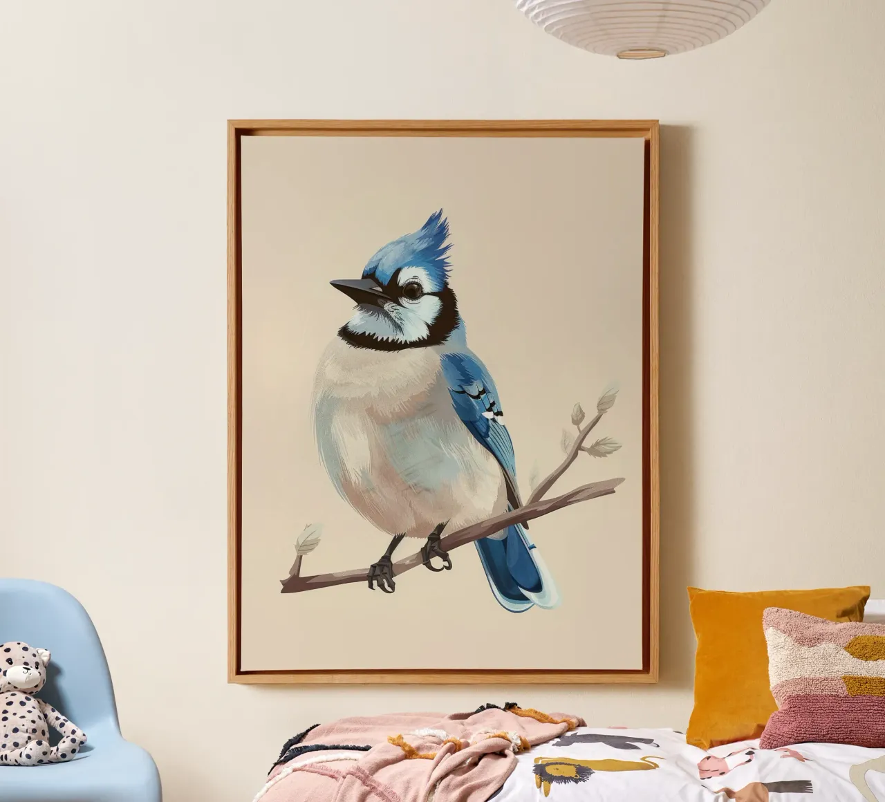 Sérénité en bleu : Un geai bleu élégant dans la nature toile de DesignDoodle