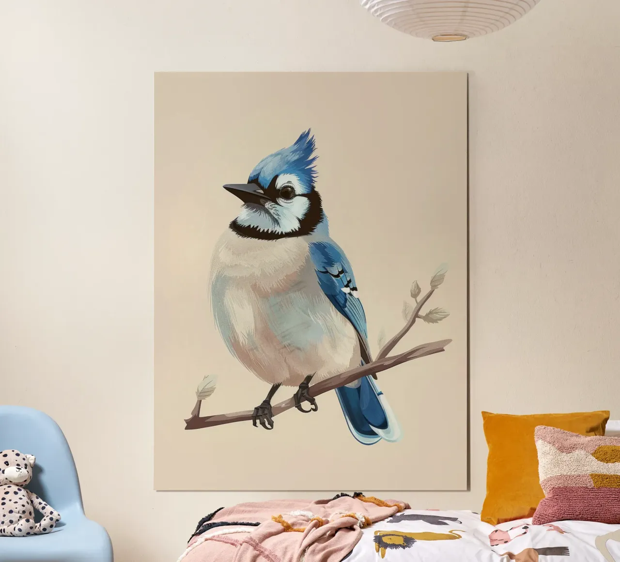 Sérénité en bleu : Un geai bleu élégant dans la nature hahnemühle de DesignDoodle