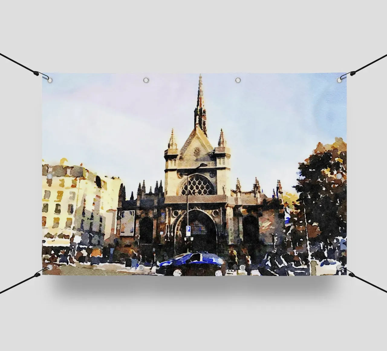 Chiesa di Parigi telo in pvc da Massimo Frascogna