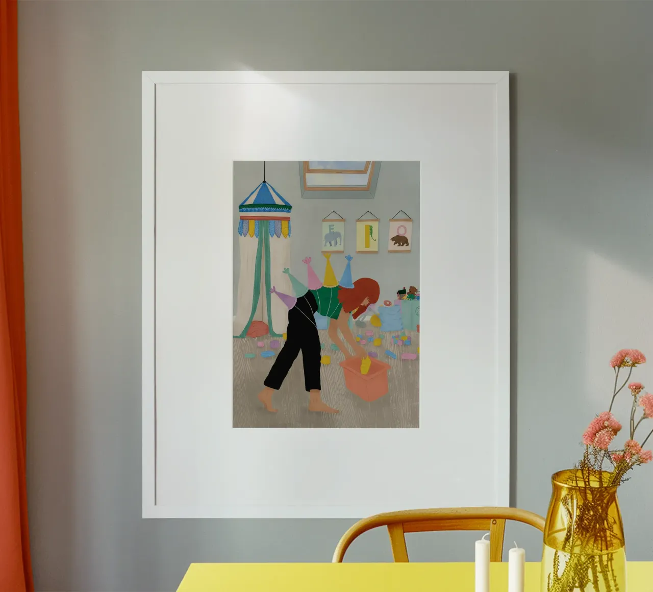 pulizia della stanza dei bambini poster con telaio in alluminio da maluniq