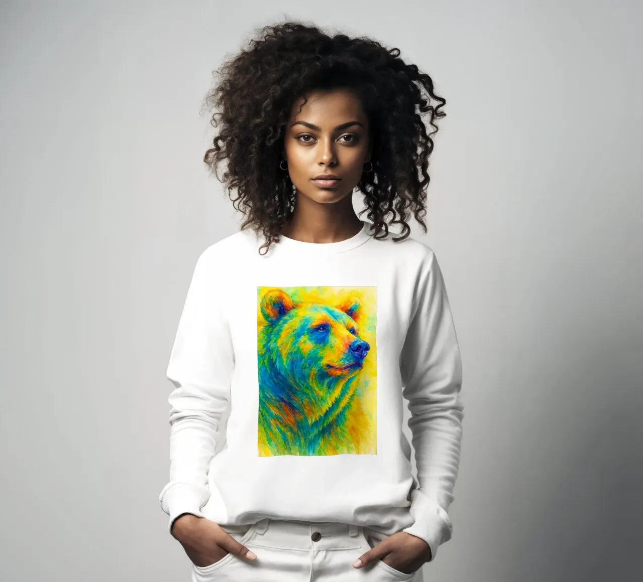 bear colorfull painting sweatshirt by toegoe