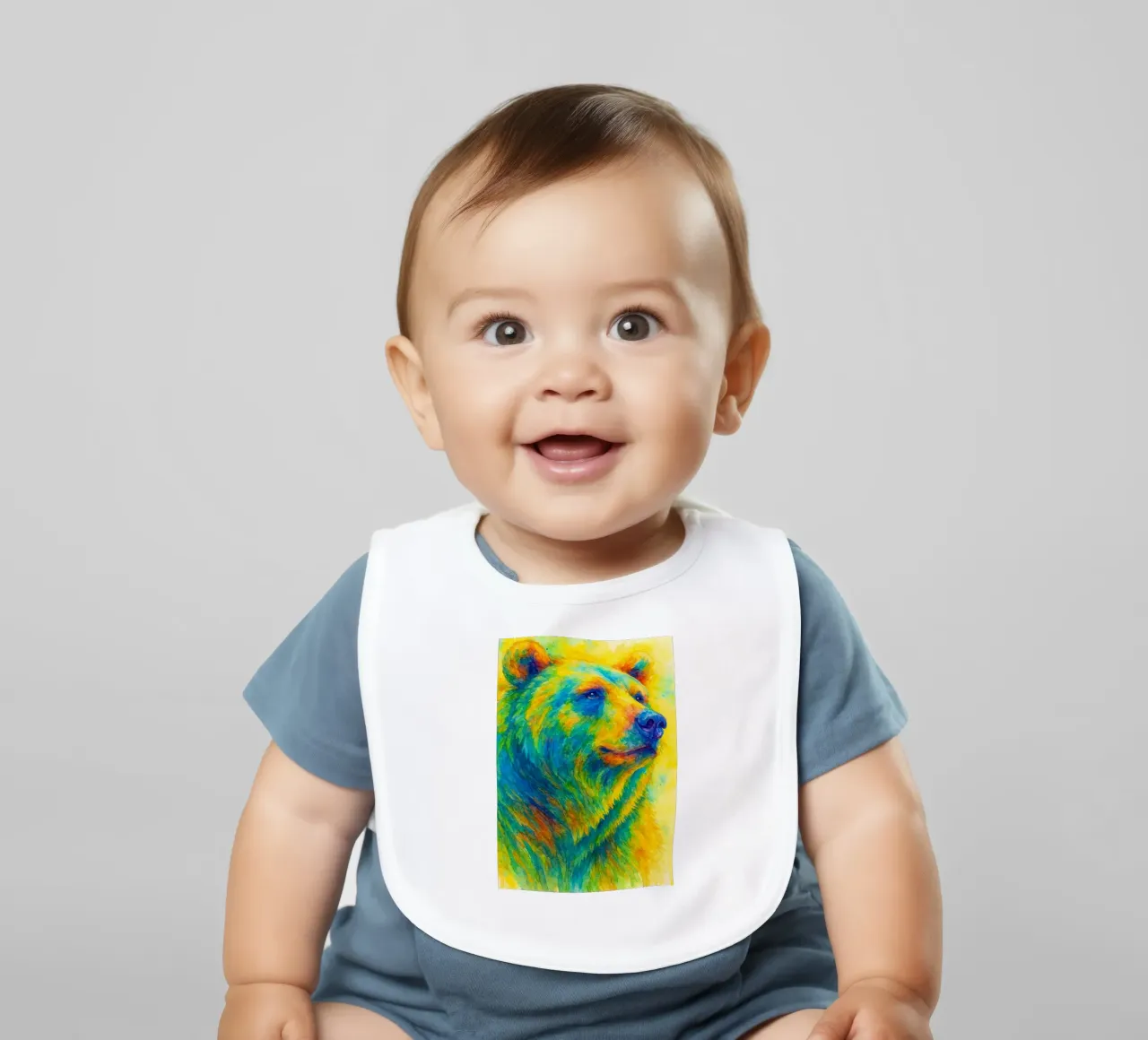 orso pittura colorata bavaglino da toegoe
