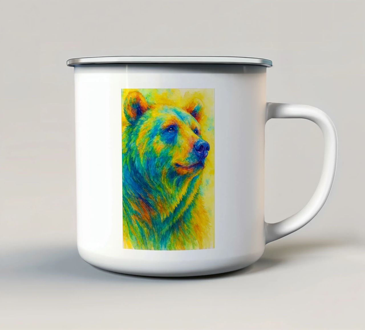 orso pittura colorata tazza in smalto da toegoe