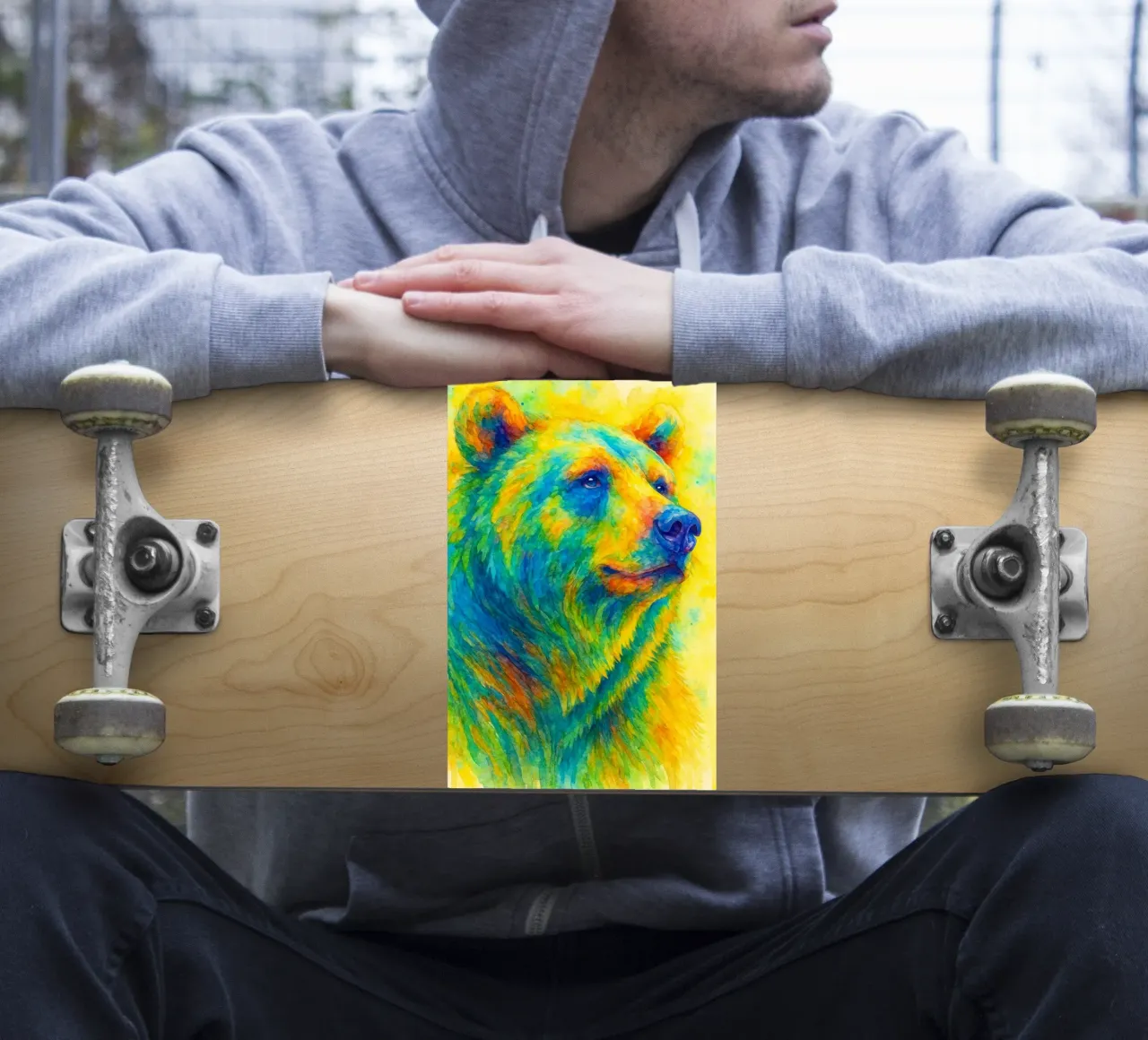 peinture colorée d'un ours autocollant de toegoe