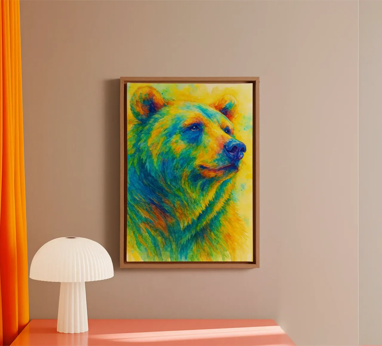 orso pittura colorata tela con Cornice a cassetta da toegoe