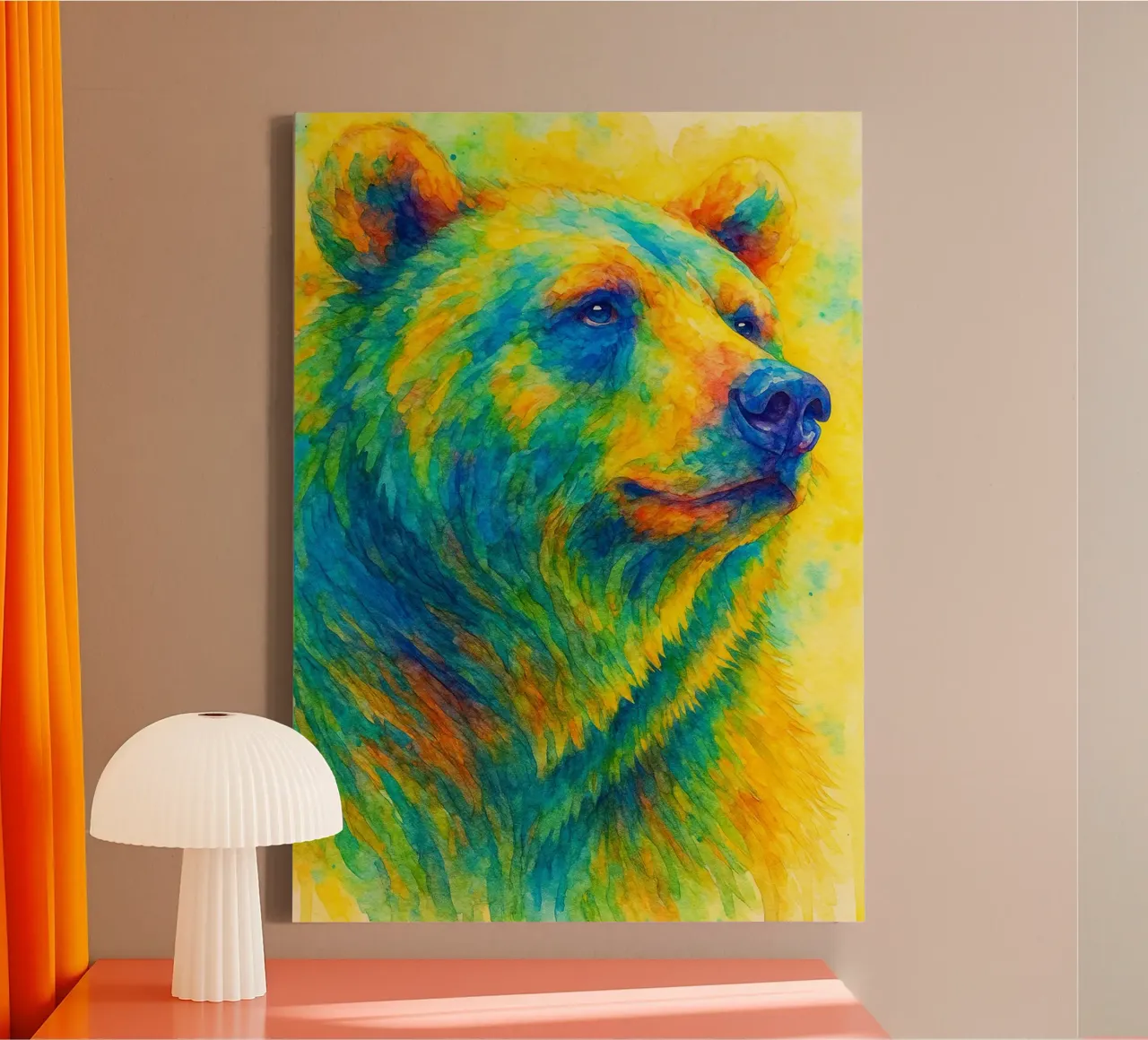 orso pittura colorata tela con Cornice a cassetta da toegoe