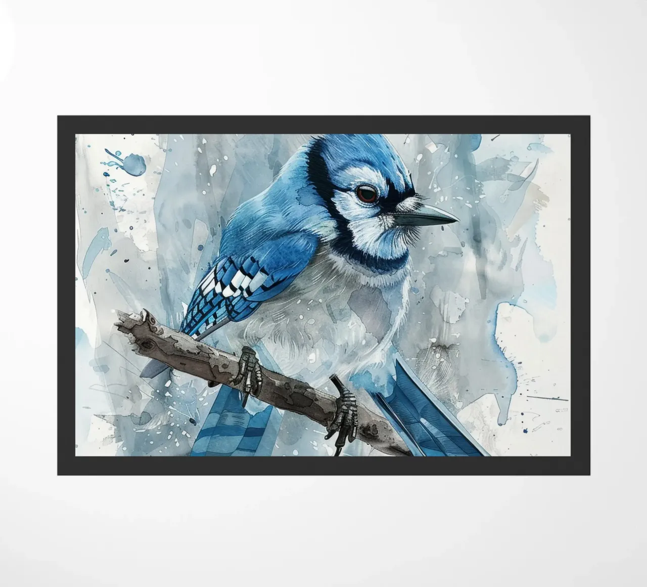 The Blue Jay's Stare: Bold and Bright on the Branch doormat by DesignDoodle