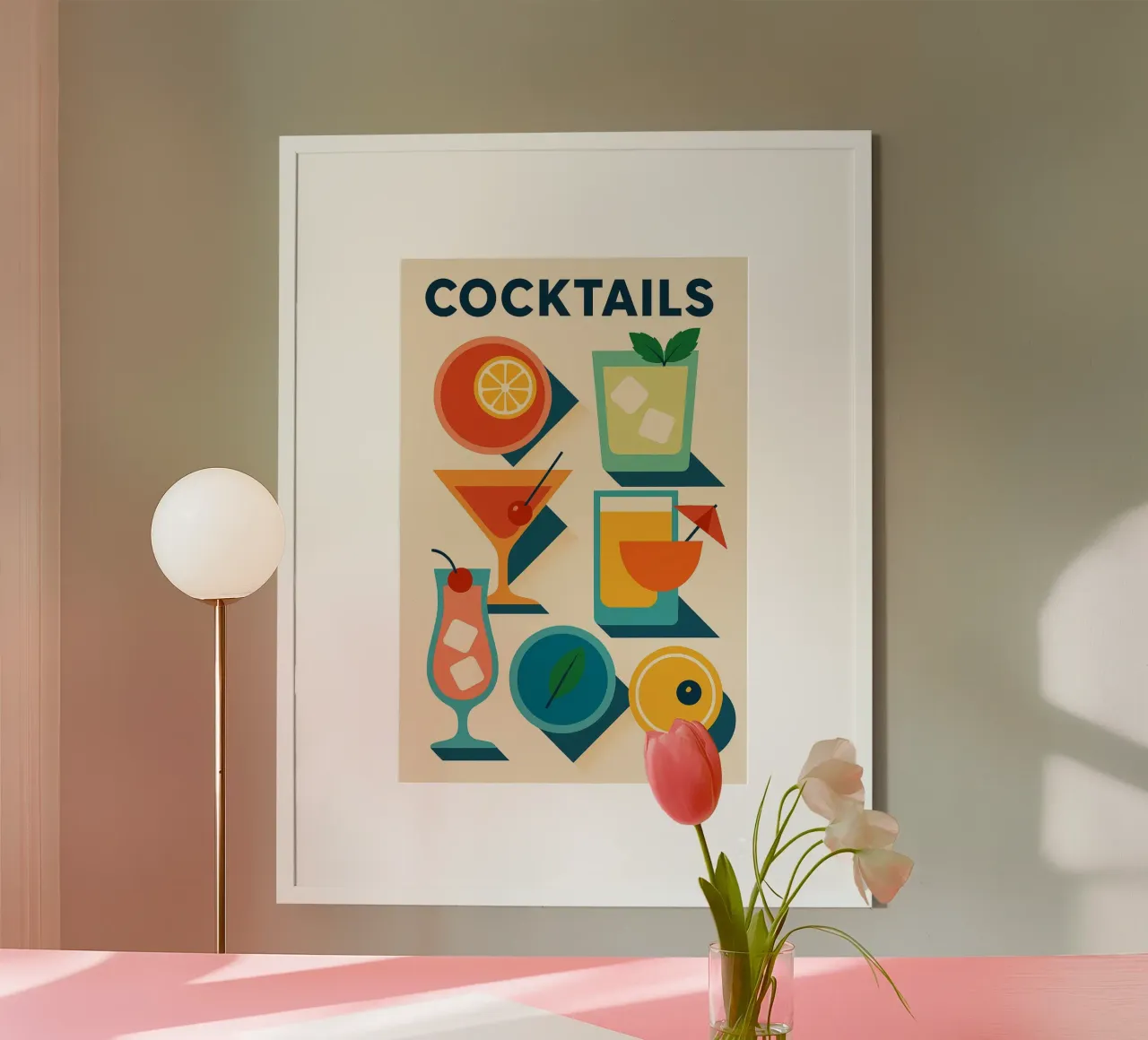 COCKTAILS - Il poster cocktail di design con sfumature grafiche poster da Boissons - Affiches & posters - Retro