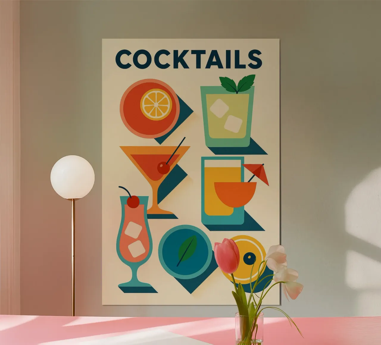 COCKTAILS - Il poster cocktail di design con sfumature grafiche poster da Boissons - Affiches & posters - Retro