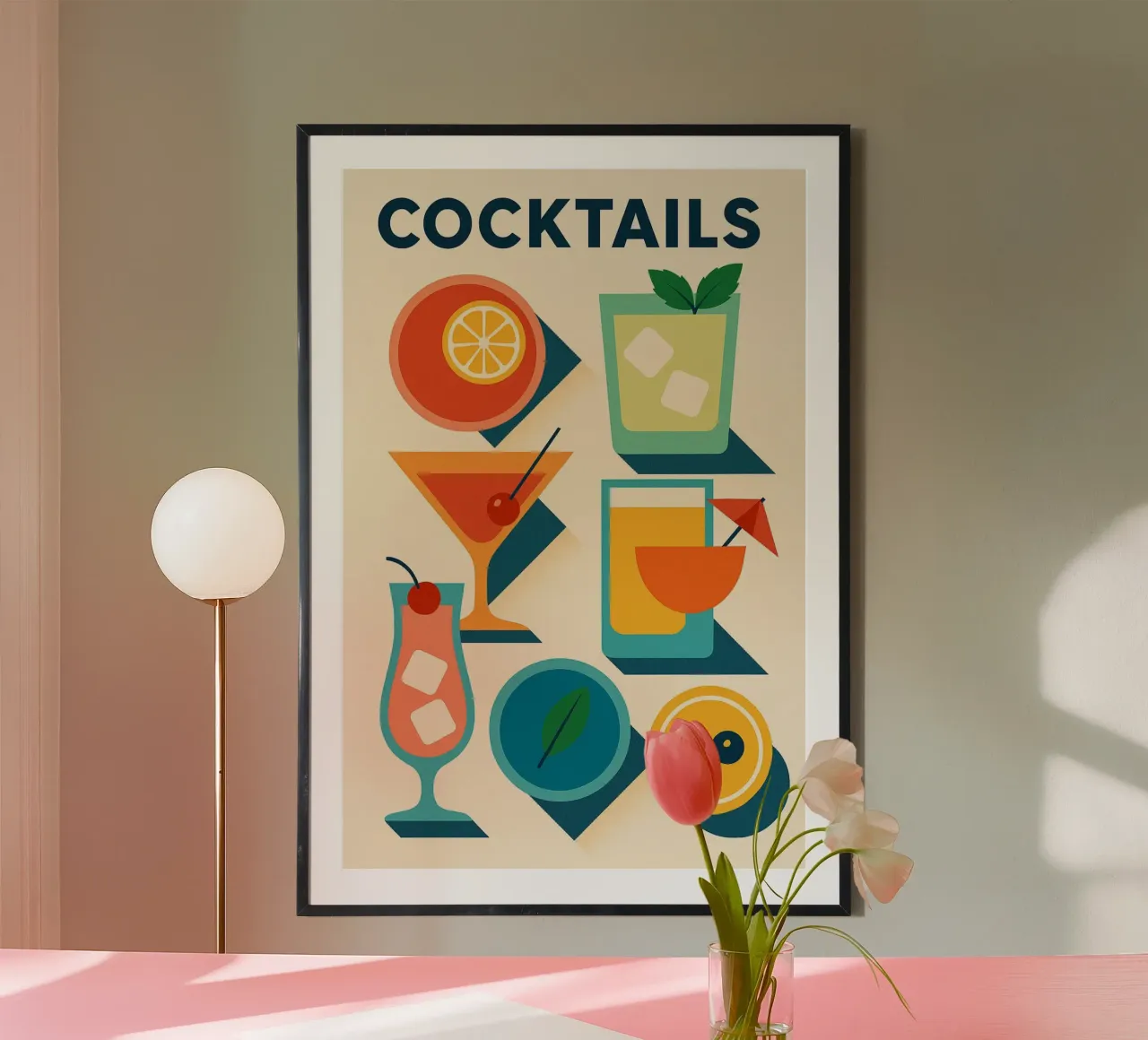 COCKTAILS - Il poster cocktail di design con sfumature grafiche poster da Boissons - Affiches & posters - Retro