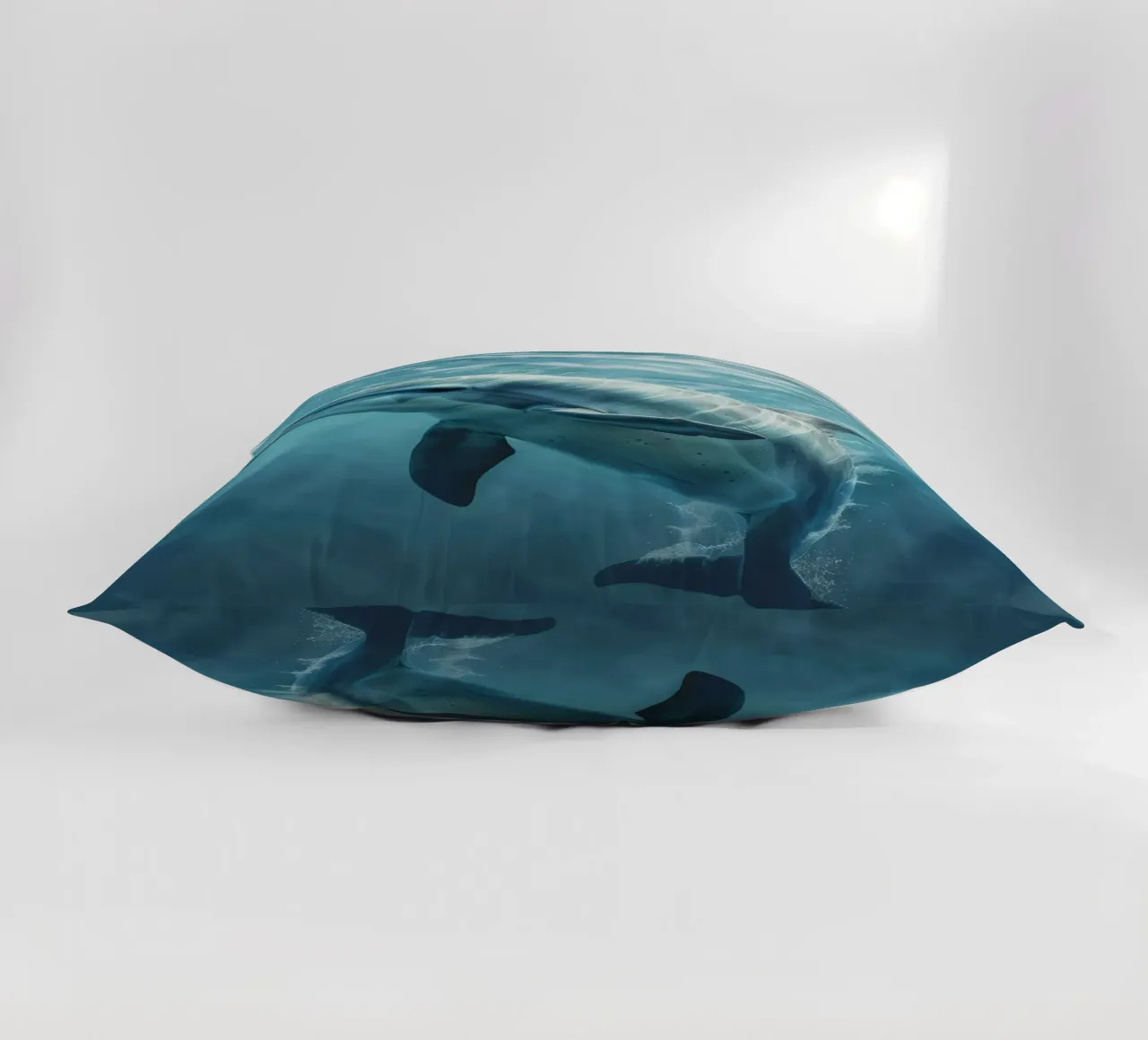 The Joyful Dolphin: Dancing Beneath the Waves decorative cushion by DesignDoodle