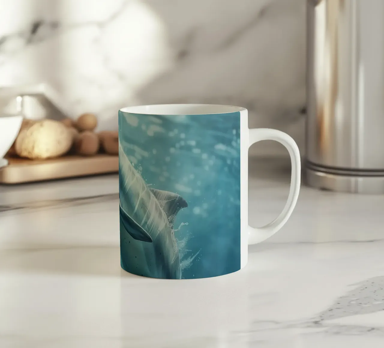 De vreugdevolle dolfijn: Dansen onder de golven keramische mok van DesignDoodle