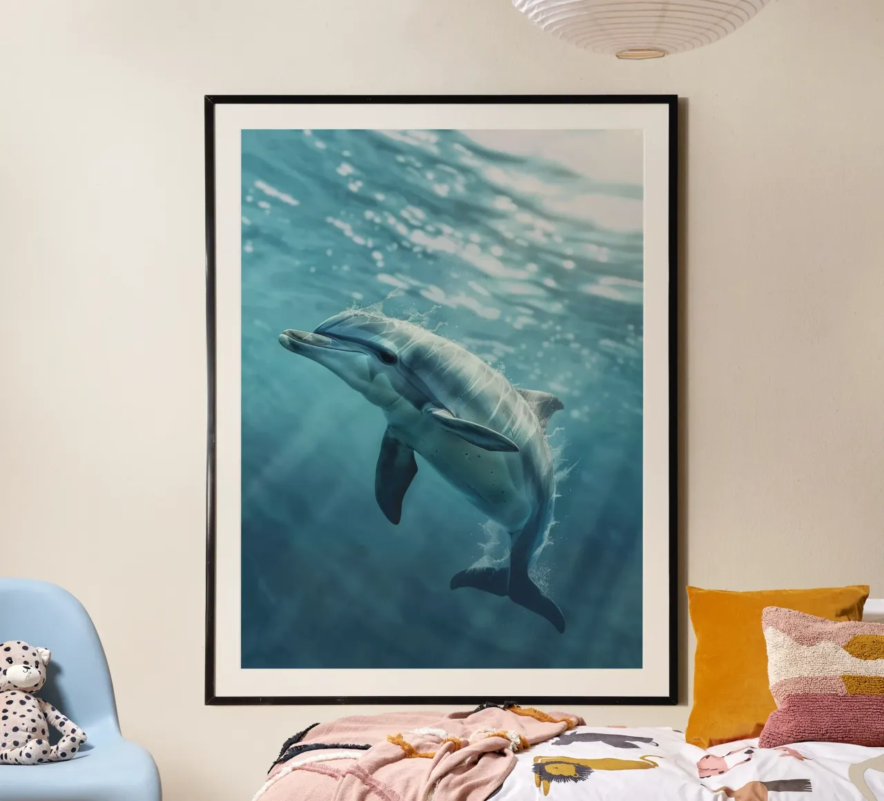 Der freudige Delphin: Der Tanz unter den Wellen Hahnemühle von DesignDoodle