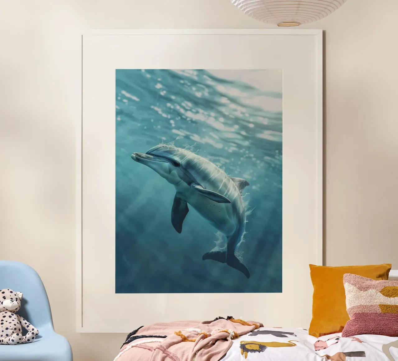 Der freudige Delphin: Der Tanz unter den Wellen Hahnemühle von DesignDoodle